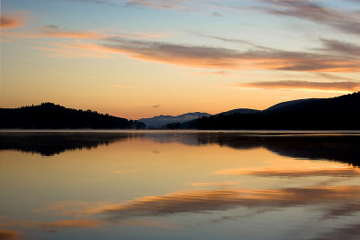 on the lake at dawn