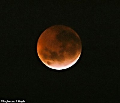 The beautiful honey brown moon after the onset of totality