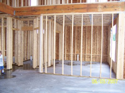 Downstairs bath and guest bedroom from the family room