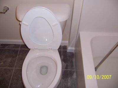 Another view of how close the toilet and tub were prior to being fixed by the builder.