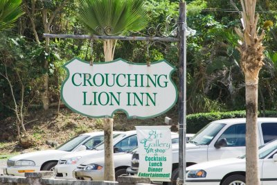 C2354 Old sign of Crouching Lion Inn, Kaaawa 2006