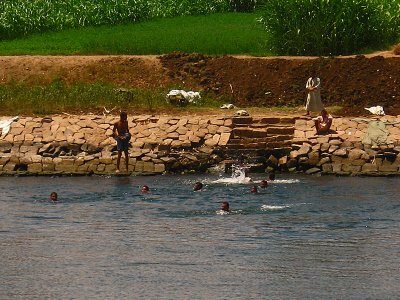 Local kids cooling off in the Nile River