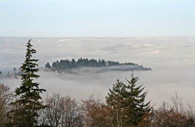 Fog over Burnaby and Vancouver