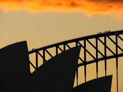Climbing the Sydney Harbour Bridge at Sunset