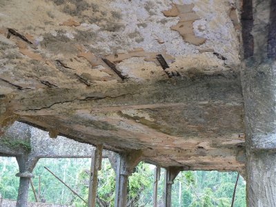 Supports for the ceiling were old railway tracks