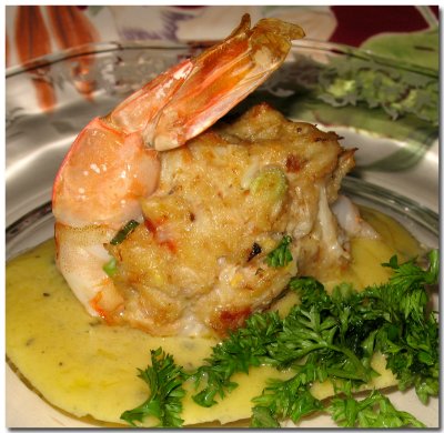 Crab Stuffed Shrimp with lemon cream
