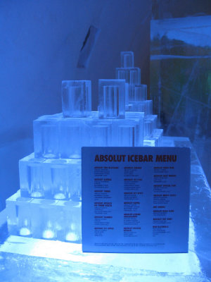 The Ice Bar menu