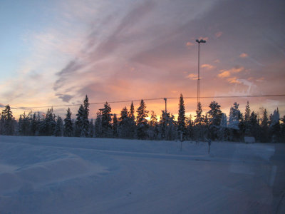 Morning sun's rays (although the sun didn't make it above the horizon)