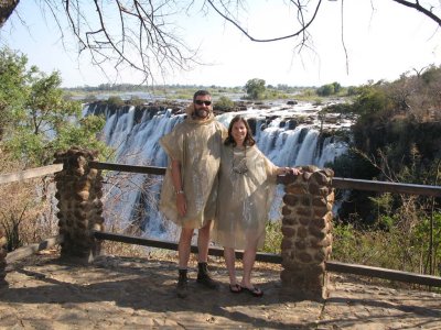 The happy couple at Victoria Falls