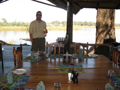 Jim at the lunch table on the river