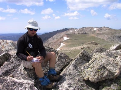Marv Signing in on Spear Peak, Elev 11,540