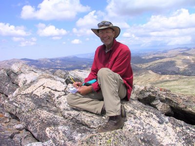 Jim Signing in on Spear Peak, Elev 11,540