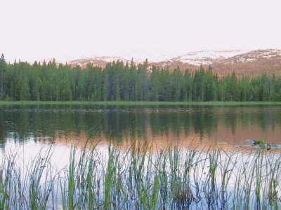 Day 7 (Sat) Sunrise, Duncan Lake....Note New Snow