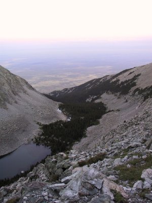 Dawn View From  Approach to Little Bear, Look'g S'ly Down Blanca Basin