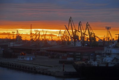 The Shipyards Of St. Petersburg, Russia At 5 A.M.