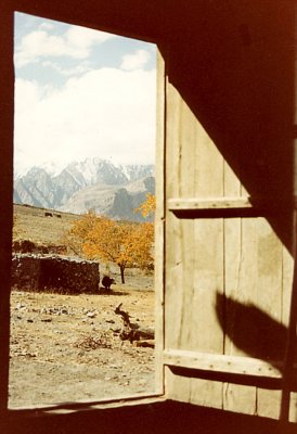 Looking out shepard's hut door
