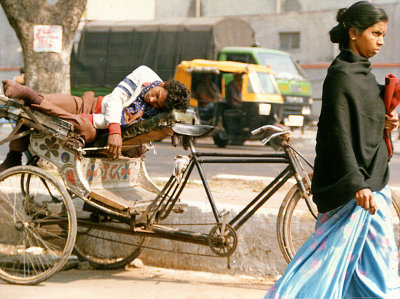 Sleeping rickshah wallah