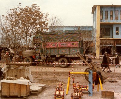 Downtown Mazar-i-Sharif - truck and cradles