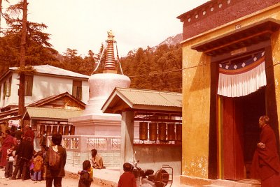Tibetan Stupa and Prayer Wheels