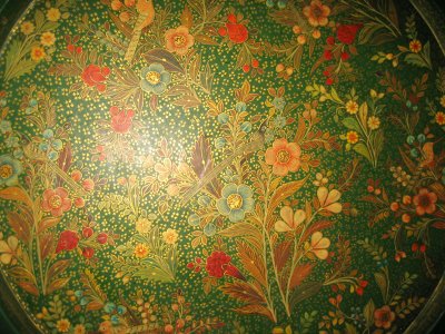 Hand painted paper-mache tray-detail-Kashmir