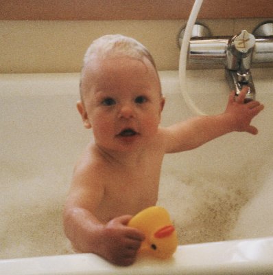 Joshua having a bath