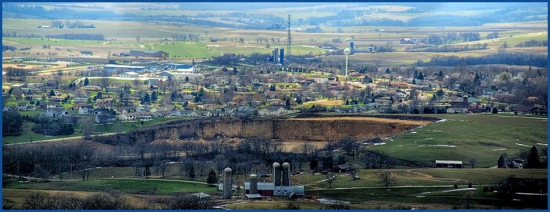 pano of the town of Blue Mounds