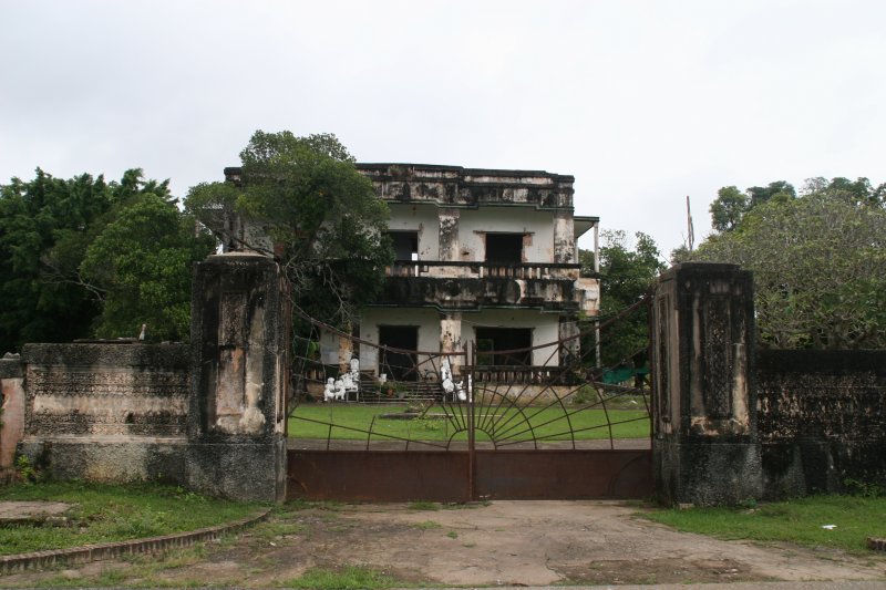 King Sihanouks villa in Kep now in ruins and with bullet holes in the walls