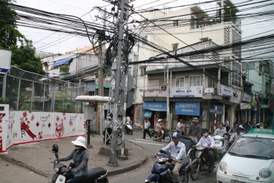 lots of wires and motorbikes