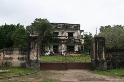 King Sihanouk's villa in Kep now in ruins and with bullet holes in the walls