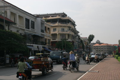 Sisowath Quay, the main riverside boulevard of Phnom Penh