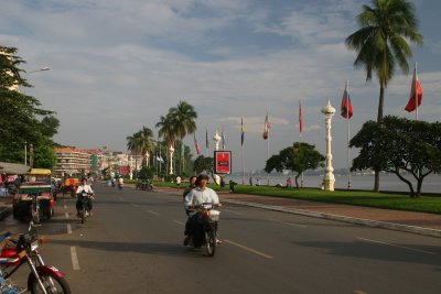 Phnom Penh riverside promenade early morning