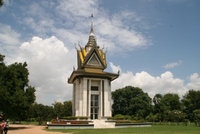 The memorial stupa at Choeung Ek, full of human skulls