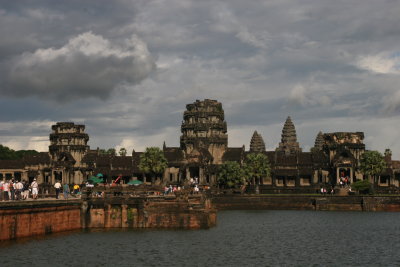 across the moat from Angkor Wat