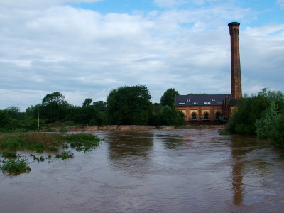 The horizontal structure on the left is the top of Powick Bridge believed to have seen action during the Civil War in 1651