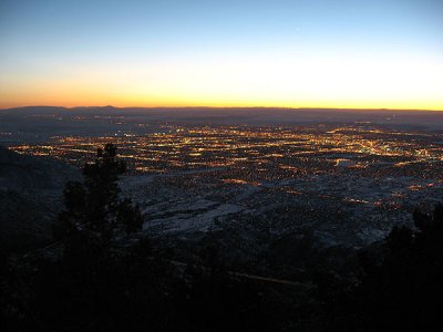 City lights after sunset