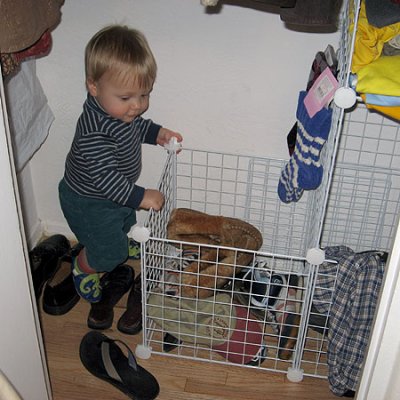 Simon investigates the closet