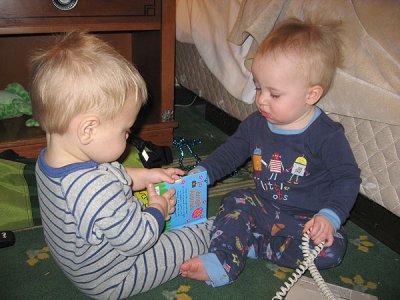 Simon and Duncan playing