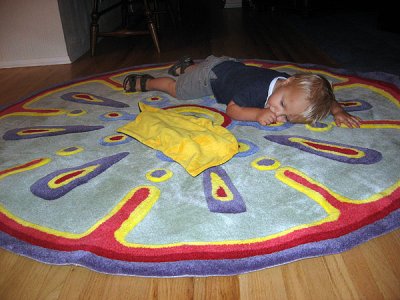 Simon loves his new rug