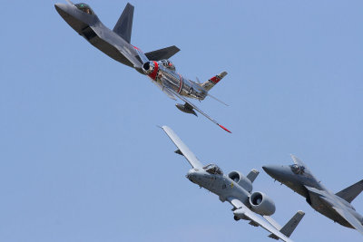 F-22A & F-86 & A-10 & F-15C Heritage Flight