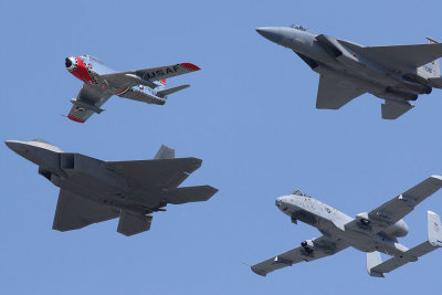 F-22A & F-86 & A-10 & F-15C Heritage Flight