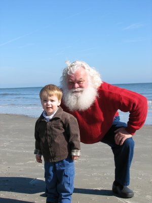Santa and David on the beach.JPG