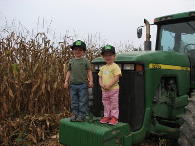 liam and annika on the tractor