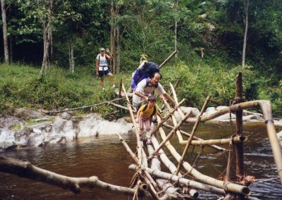 Quite a trick to cross this bamboo bridge w a heavy bacpac.