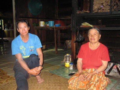 Our host in Pa Mada; Ajeng Ibuh, exFederation police & his wife Marwan Ulun a Bible teacher.