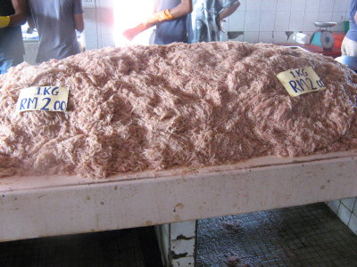 At the market we saw this gerago or tiny scrimps for making belachan. Check the price out