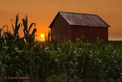 Sunset behind the Old Barn