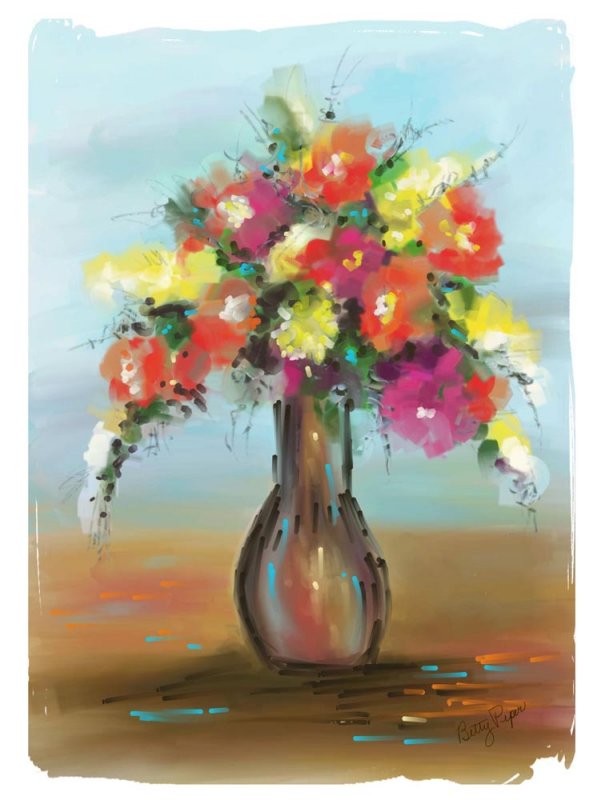 Week three class - Flowers using tapered oil brush and dry palette knife