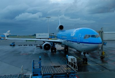 Our plane back to Jakarta at Schiphol Airport