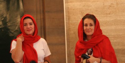 My wife and student visiting a Mosque