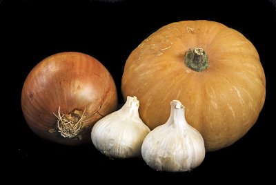 Pumpkin,  onion and some garlic